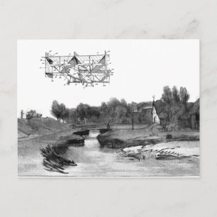 Kunsttekening van de  vliegmachine briefkaart