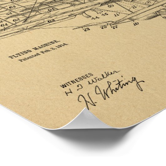 Kunsttekening van de vliegmachine van 1914 poster (Hoek)