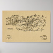 Kunsttekening van de vliegmachine van 1914 poster (Voorkant)