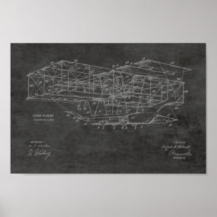 Kunsttekening van de vliegmachine van 1914 poster