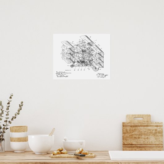 Kunsttekening van de vliegmachine van 1917 poster (Keuken)
