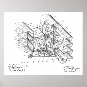 Kunsttekening van de vliegmachine van 1917 poster