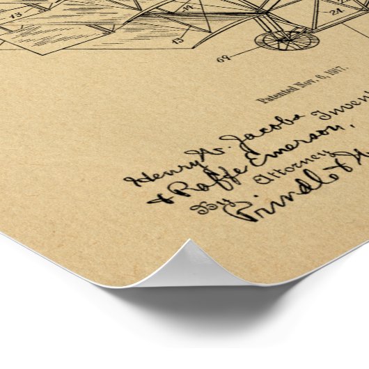 Kunsttekening van de vliegmachine van 1917 poster (Hoek)