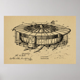 Kunsttekening van de vliegmachine van 1920 poster