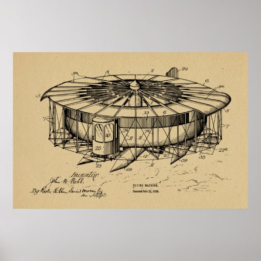 Kunsttekening van de vliegmachine van 1920 poster (Voorkant)