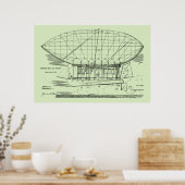 Kunsttekening van het Boat Airship-ballon van 1912 Poster (Keuken)