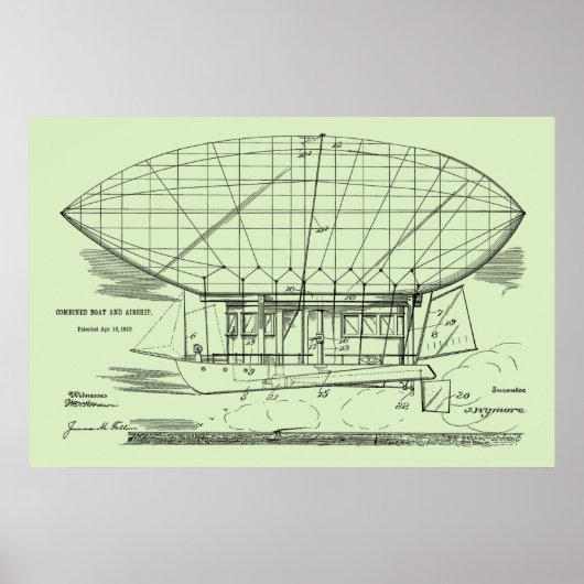 Kunsttekening van het Boat Airship-ballon van 1912 Poster (Voorkant)