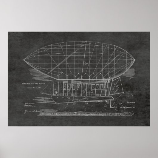 Kunsttekening van het Boat Airship-ballon van 1912 Poster (Voorkant)