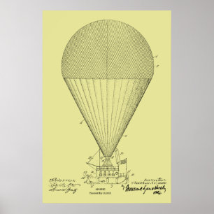 Kunsttekening van het Boat Airship-ballon van 1913 Poster