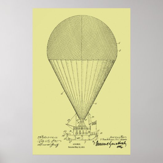 Kunsttekening van het Boat Airship-ballon van 1913 Poster (Voorkant)