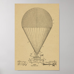 Kunsttekening van het Boat Airship-ballon van 1913 Poster