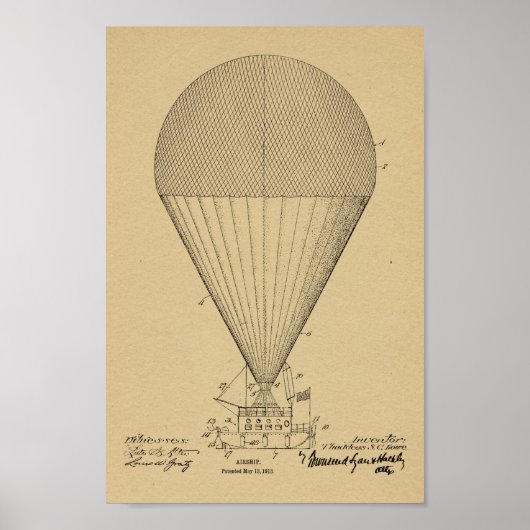 Kunsttekening van het Boat Airship-ballon van 1913 Poster (Voorkant)