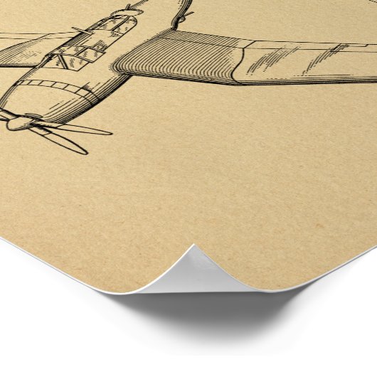 Kunsttekening van het militaire vliegtuig van 1946 poster (Hoek)