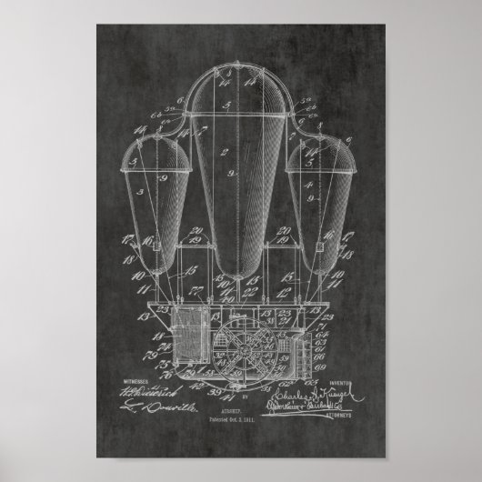 Kunsttekening van het oude luchtschip van 1911 poster (Voorkant)