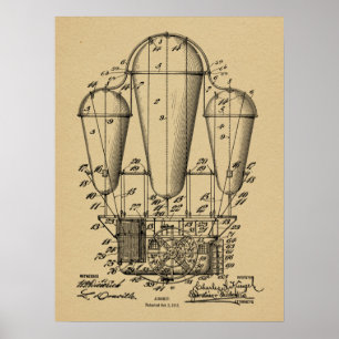 Kunsttekening van het oude luchtschip van 1911 poster