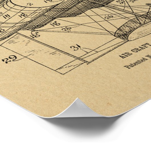 Kunsttekening van het oude vliegtuig van 1912 poster (Hoek)