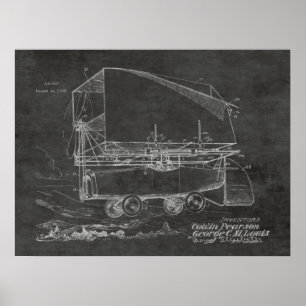 Kunsttekening van het vliegenpark vliegende auto v poster