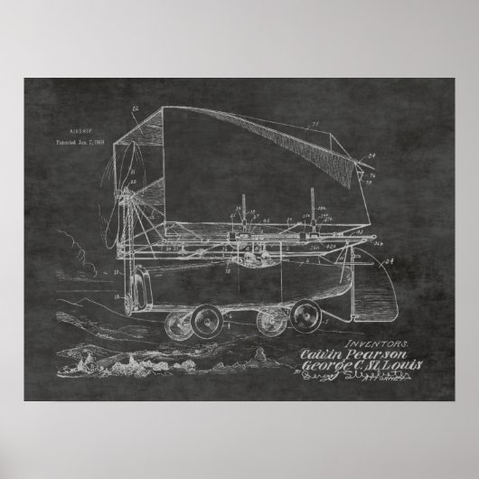 Kunsttekening van het vliegenpark vliegende auto v poster (Voorkant)