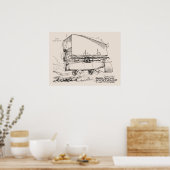 Kunsttekening van het vliegenpark vliegende auto v poster (Keuken)