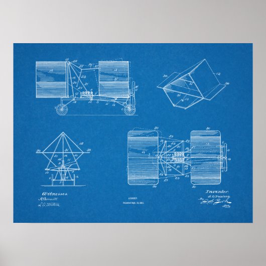 Kunsttekening van het vliegtuig van 1911 Kunstschi Poster (Voorkant)