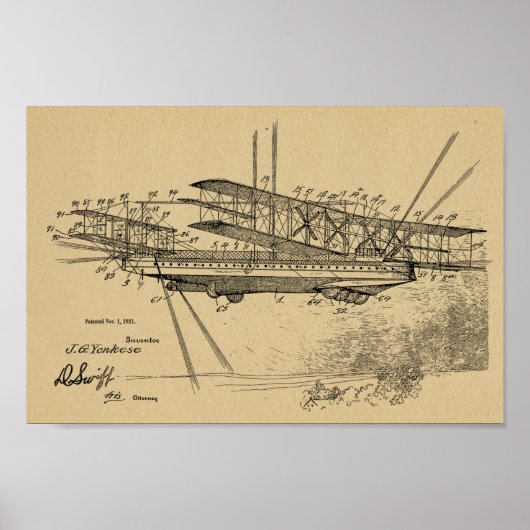Kunsttekening van het vliegtuig van 1921 - Kunstsc Poster (Voorkant)