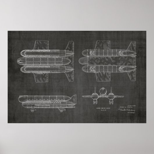 Kunsttekening van het vliegtuig van 1950 Kunstschi Poster (Voorkant)