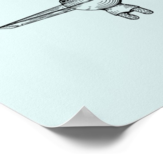 Kunsttekening van het vliegtuig van 1950 Kunstschi Poster (Hoek)