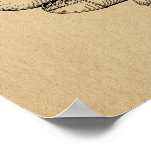 Kunsttekening van het vliegtuig van 1950 Kunstschi Poster (Hoek)