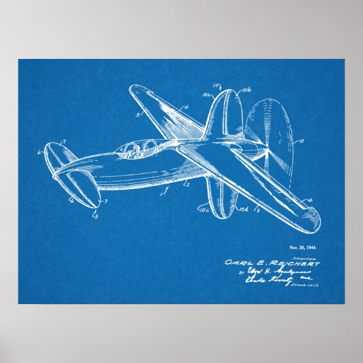 Kunsttekening van het vliegtuig van de Pusher-vlie Poster (Voorkant)