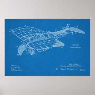 Kunsttekening van het vliegtuig van het vliegtuig poster