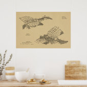 Kunsttekening van het vliegtuig van het vliegtuig poster (Keuken)