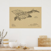 Kunsttekening van het vliegtuig van het vliegtuig  poster (Keuken)