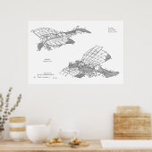 Kunsttekening van het vliegtuig van het vliegtuig  poster (Keuken)