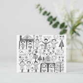 Kunsttekening van kind Folk Briefkaart (Staand voorkant)