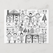 Kunsttekening van kind Folk Briefkaart (Voorkant)