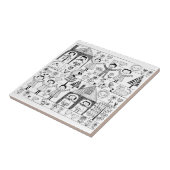 Kunsttekening van kind Folk Tegeltje (Zijkant)