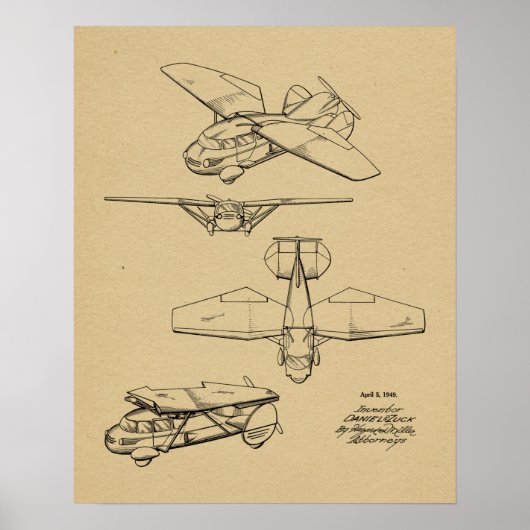 Kunsttekening van vliegende vliegtuigen van 1949 poster (Voorkant)