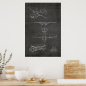 Kunsttekening van vliegende vliegtuigen van 1949 poster (Keuken)