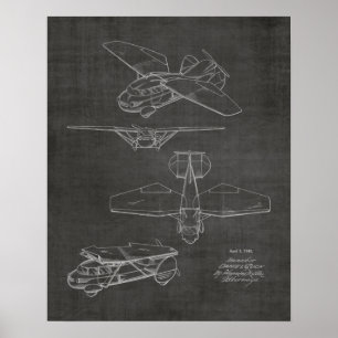 Kunsttekening van vliegende vliegtuigen van 1949 poster