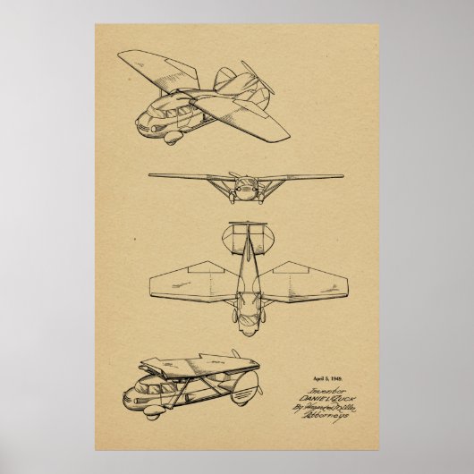 Kunsttekening van vliegende vliegtuigen van 1949 poster (Voorkant)