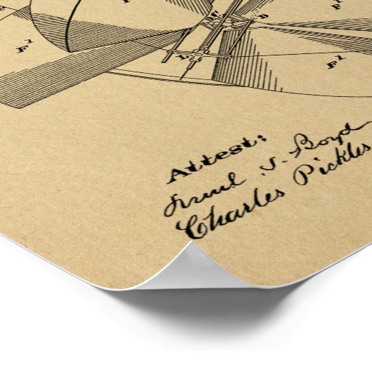 Kunsttekening van vliegermachine 1882 poster (Hoek)