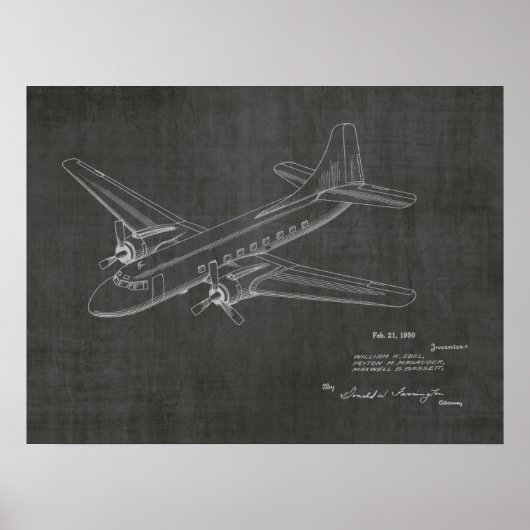 Kunsttekening van vliegtuigpatenten voor passagier poster (Voorkant)