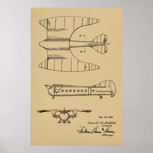 Kunsttekening van vliegtuigpatenten voor passagier poster (Voorkant)