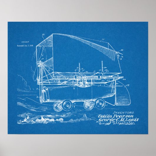 Kunsttekening vliegend vliegend vliegend motorschi poster (Voorkant)