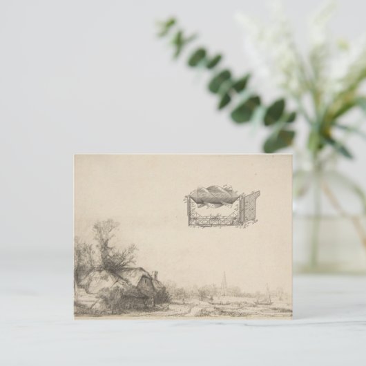 Kunsttekening  vliegmachine briefkaart (Staand voorkant)