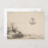 Kunsttekening vliegmachine briefkaart (Voorkant / Achterkant)