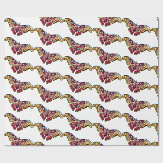 Kunsttekening vlinder cadeaupapier (Vlak)