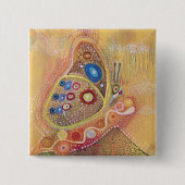 Kunsttekening vlinder vierkante button 5,1 cm (Voorkant)