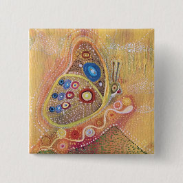 Kunsttekening vlinder vierkante button 5,1 cm