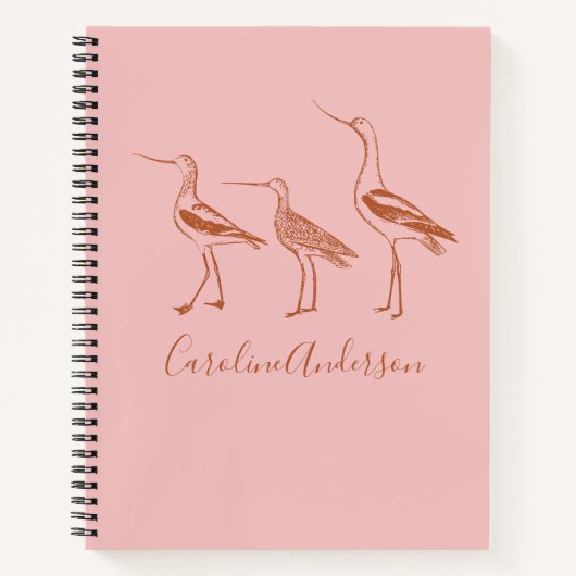 Kunsttekening voor vogels in Blush en Rust Persona Notitieboek (Voorkant)